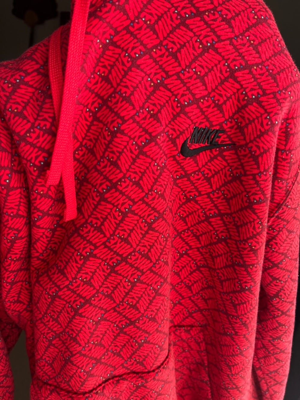 Nike Red Logo All-Over Print Hoodie